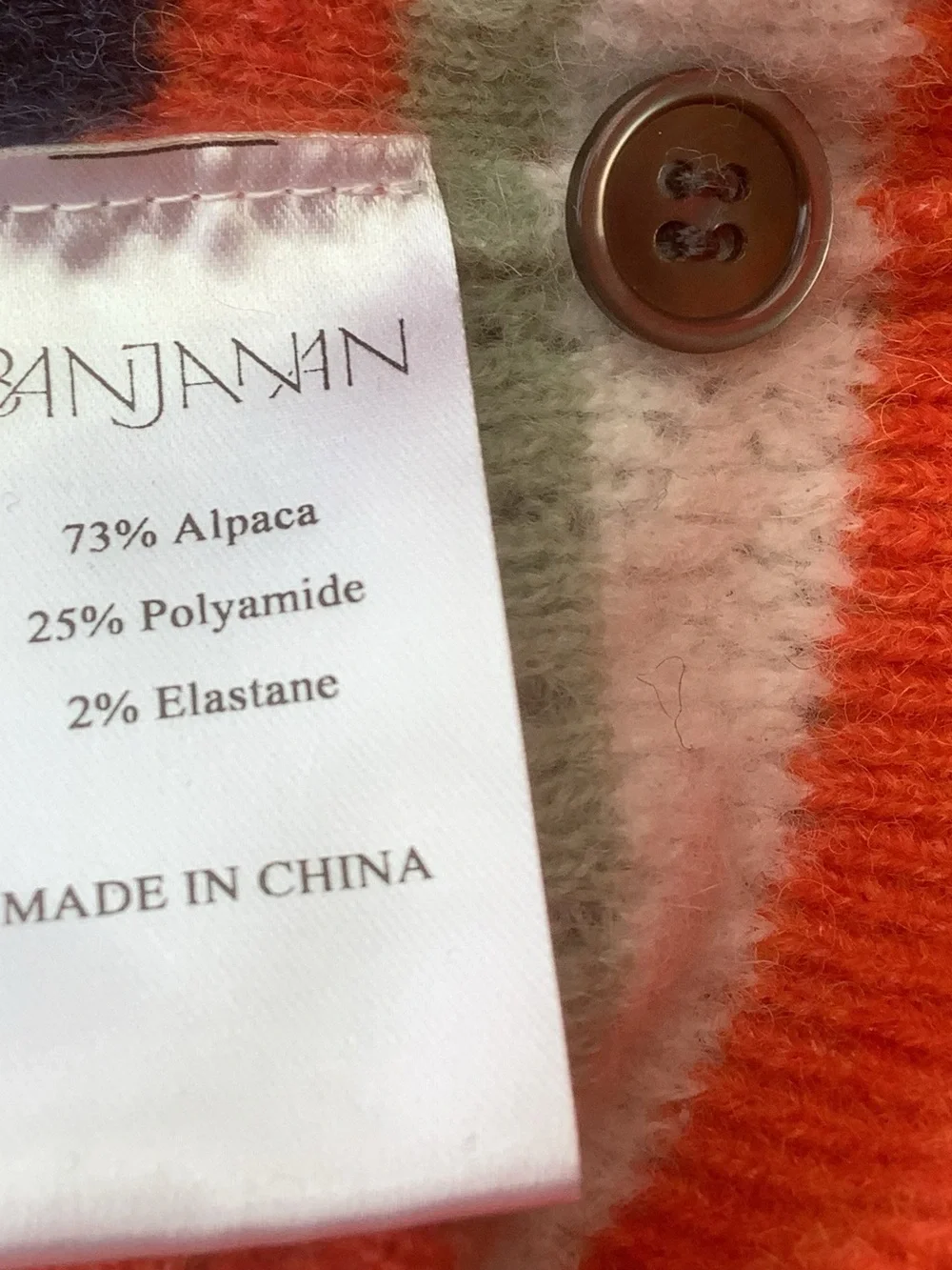Anthropologie Banjanan 73% Alpaca Striped Cardigan Sweater XL Colorful Knit - Picture 8 of 12